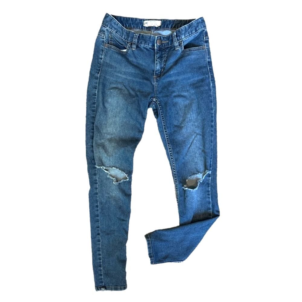 FREE People High Waist Busted Knee Skinny Jeans - Picture 2 of 4